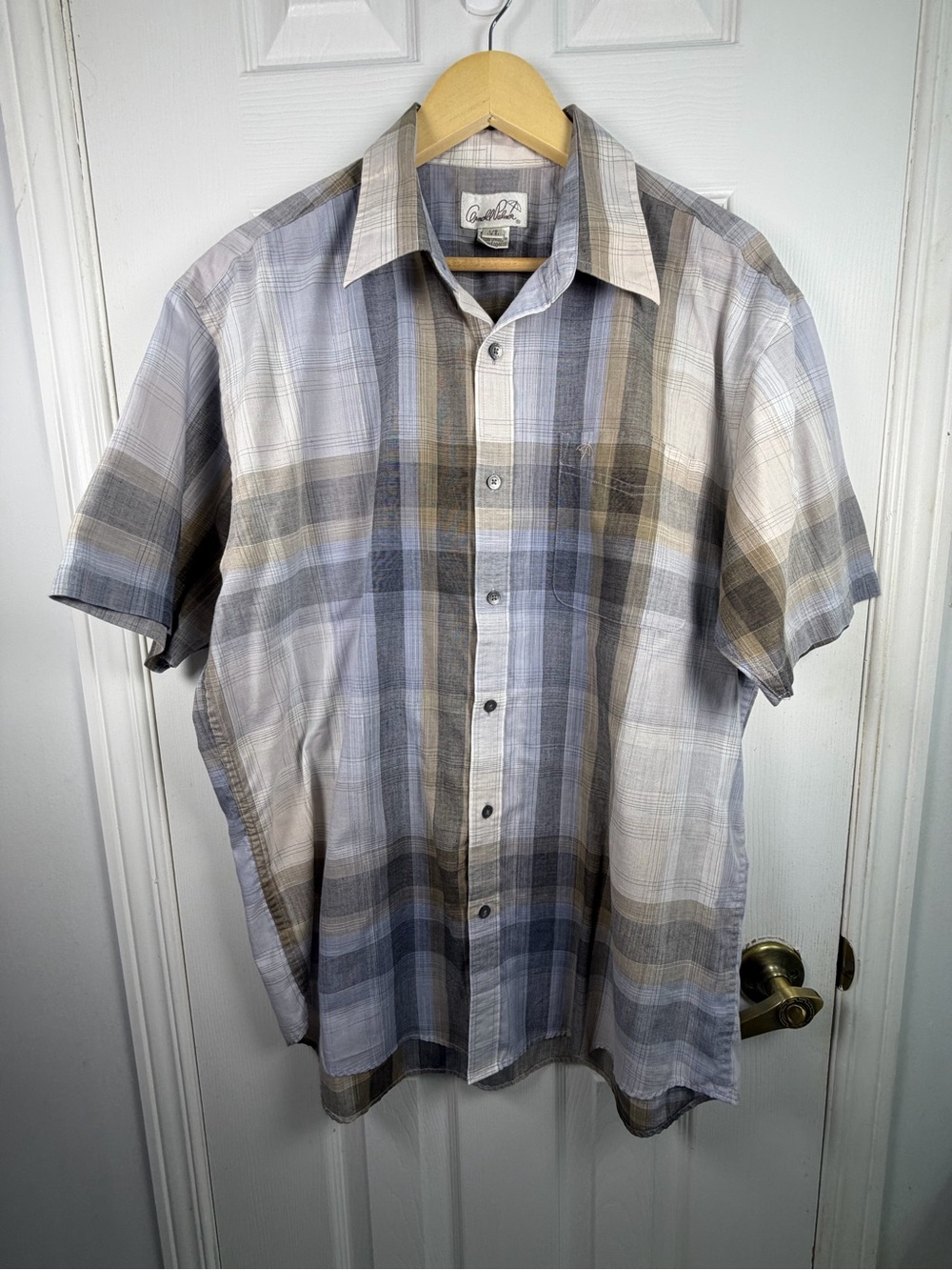 Arnold Palmer Plaid Button-Down Shirt L Coastal Grandpa Golf Dad Smart Casual